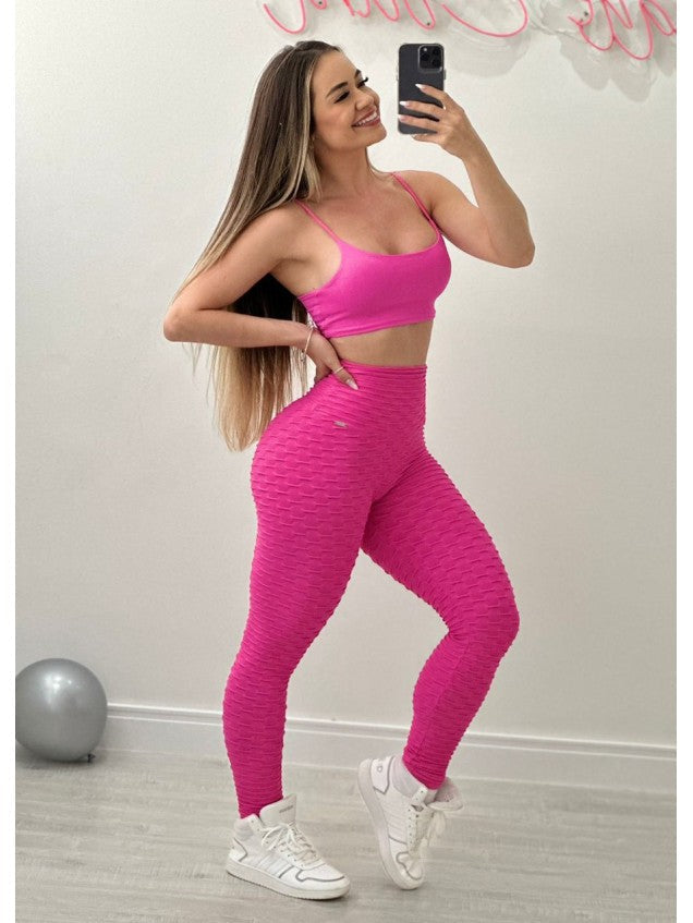 Conjunto Top + Legging Jacquard Stronger Pink