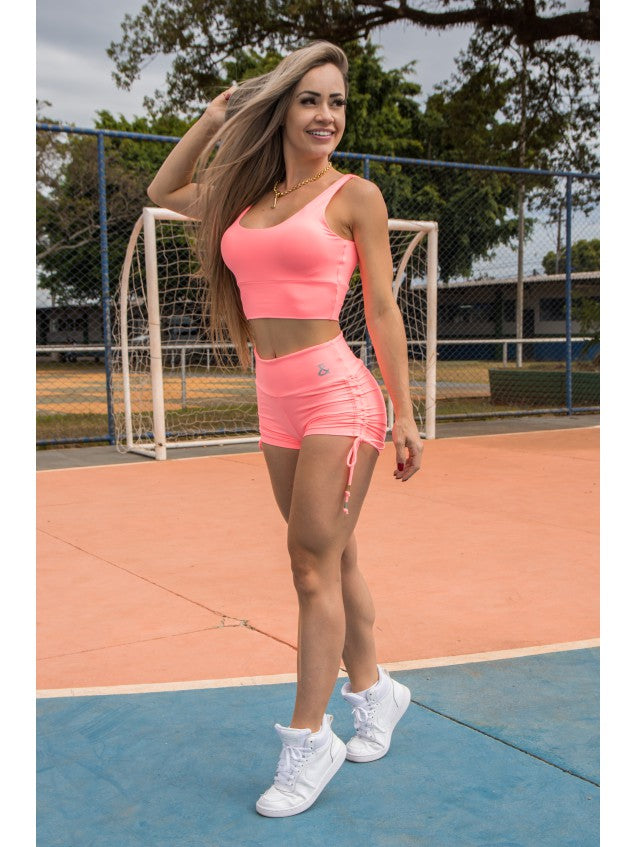 Conjunto Top + Microshort M&C Girly Salmão
