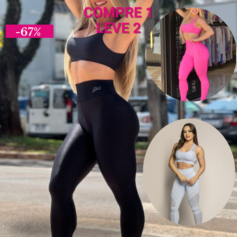 Compre 1 Leve 2 - Conjunto Fitness Feminino Premium | Alta Compressão, Zero Transparência