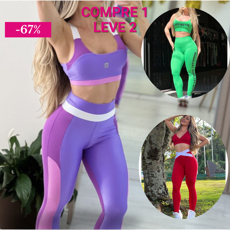Compre 1 Leve 2 - Conjunto Fitness Feminino Let’s Gym