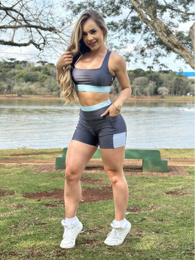 Conjunto Top + Short Legacy Carbox Branco e Azul