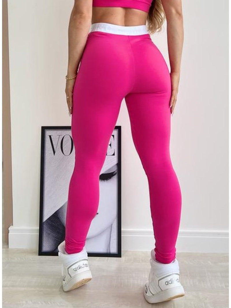 CONJUNTO TOP + LEGGING M&C  ELÁSTICO ROSA E BRANCO
